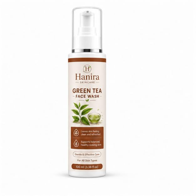 Hanira Skincare Green Tea Face Wash for Men & Women | Leaves Skin Feeling Clean & Refreshed | Supports Balanced Healthy-Looking Skin | Gentle Daily Facial Cleanser | All Skin Types | 100 ml