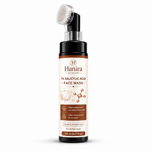 Hanira Skincare 1% Salicylic Acid Face Wash for Men & Women | Helps Unclog Pores, Remove Impurities & Reduce Excess Oil and Shine | Gentle Daily Face Cleanser | For All Skin Types | 150 ml