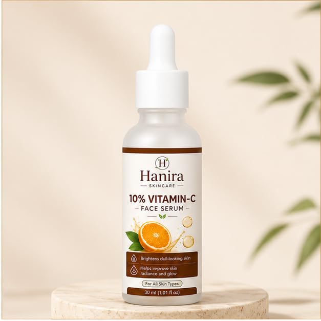 Hanira 10% Vitamin C Face Serum for Glowing Skin, Lightweight Fast Absorbing Facial Serum for Daily Skin Care, Suitable for All Skin Types, 30 ml