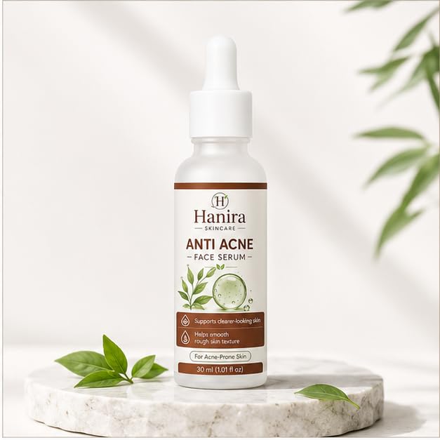 Hanira Anti Acne Face Serum for Daily Skincare, Lightweight Fast Absorbing Facial Serum for Acne-Prone Skin, Non-Greasy Formula, 30 ml