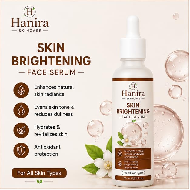 Hanira Skincare Skin Brightening Serum, 30ml | Lightweight Face Serum for Glowing, Even Tone & Radiant Skin | Daily Use for All Skin Types