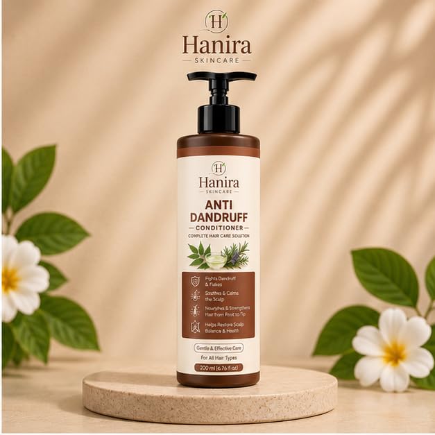 Hanira Anti Dandruff Conditioner for Men & Women, Nourishing Hair Conditioner, Helps Reduce Dryness, Softens Hair, Smooth Finish, Daily Hair Care Formula, 200ml