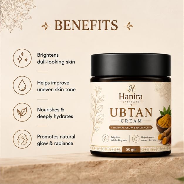 Hanira Ubtan Cream for Daily Face Care, Moisturizing Cream with Traditional Ubtan Inspired Formula, Hydrating Face Cream for Soft Looking Skin, All Skin Types, 50g