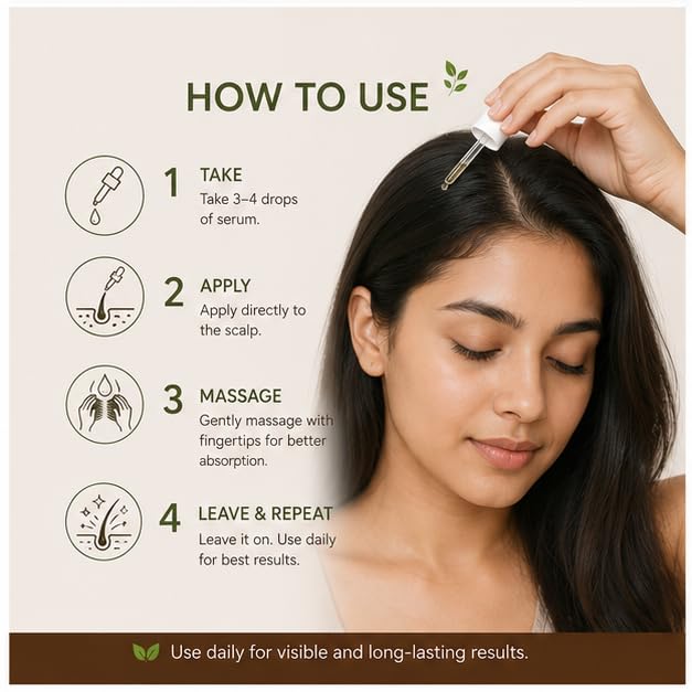 Hanira Rosemary Hair Serum for Daily Hair Care, Lightweight Non-Greasy Hair & Scalp Serum, Suitable for All Hair Types, 30 ml
