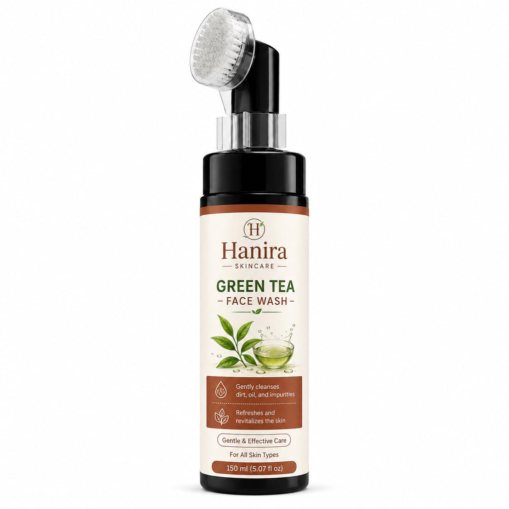 Hanira Skincare Green Tea Face Wash for Men & Women | Gently Cleanses Dirt, Oil & Impurities | Refreshes & Revitalizes Skin | Gentle Daily Facial Cleanser | For All Skin Types | 150 ml
