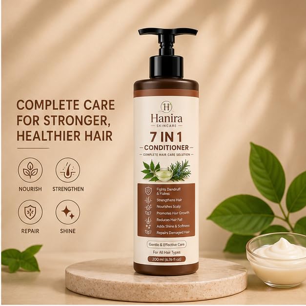 Hanira 7 In 1 Conditioner for Complete Hair Care, Nourishing & Softening Conditioner, Helps Improve Manageability, Adds Shine, Daily Use Formula, 200ml