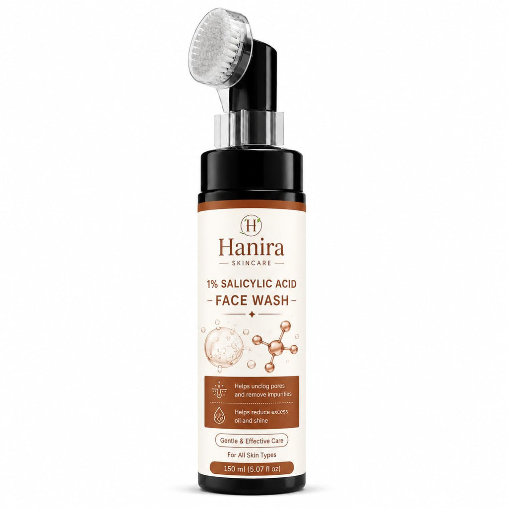 Hanira Skincare 1% Salicylic Acid Face Wash for Men & Women | Helps Unclog Pores, Remove Impurities & Reduce Excess Oil and Shine | Gentle Daily Face Cleanser | For All Skin Types | 150 ml