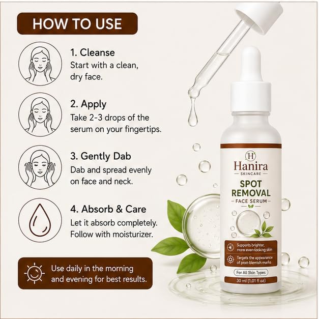 Hanira Skincare Spot Removal Serum, Treats Dark Spots & Pigmentation, 30ml (1.01 fl oz)