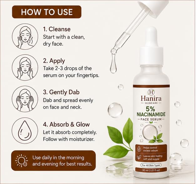 Hanira Skincare Niacinamide Serum, Reduces Blemishes and Acne Marks, 30 ml