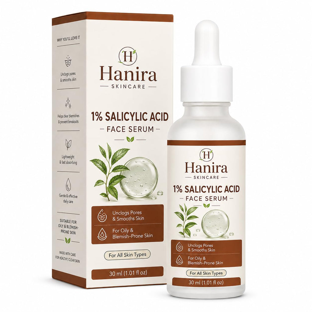 Hanira 1% Salicylic Acid Face Serum for Daily Skincare, Lightweight Fast Absorbing Facial Serum for Oily & Blemish-Prone Skin, Suitable for Daily Use, 30 ml