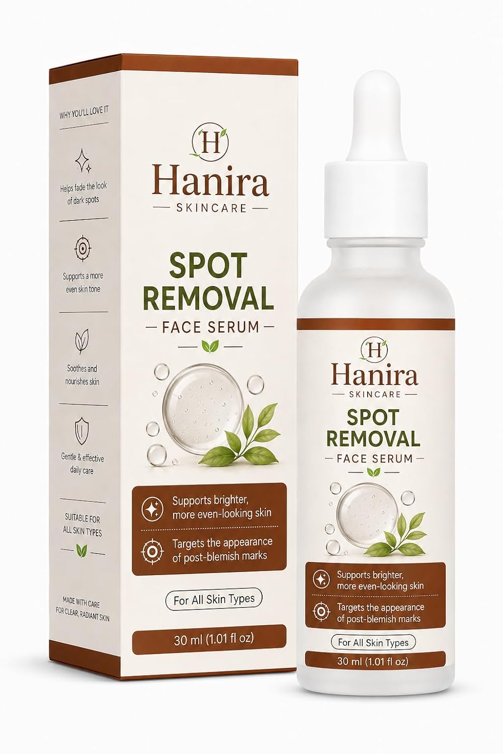 Hanira Skincare Spot Removal Serum, Treats Dark Spots & Pigmentation, 30ml (1.01 fl oz)