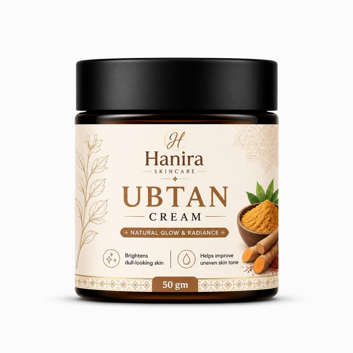 Hanira Ubtan Cream for Daily Face Care, Moisturizing Cream with Traditional Ubtan Inspired Formula, Hydrating Face Cream for Soft Looking Skin, All Skin Types, 50g