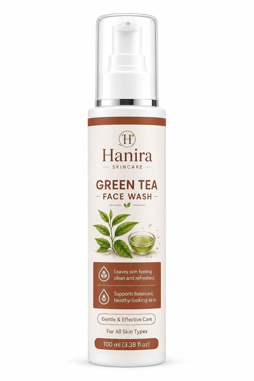 Hanira Skincare Green Tea Face Wash for Men & Women | Leaves Skin Feeling Clean & Refreshed | Supports Balanced Healthy-Looking Skin | Gentle Daily Facial Cleanser | All Skin Types | 100 ml