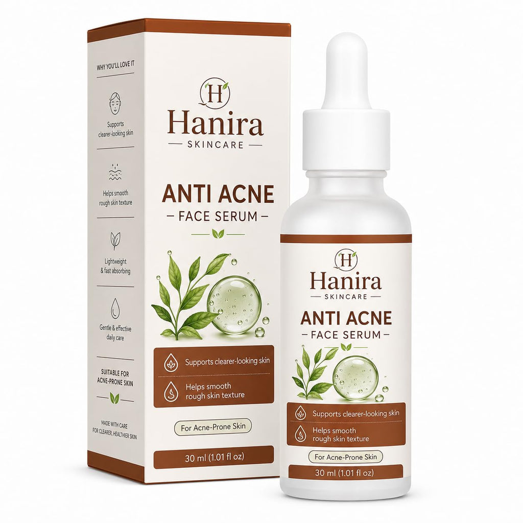 Hanira Anti Acne Face Serum for Daily Skincare, Lightweight Fast Absorbing Facial Serum for Acne-Prone Skin, Non-Greasy Formula, 30 ml