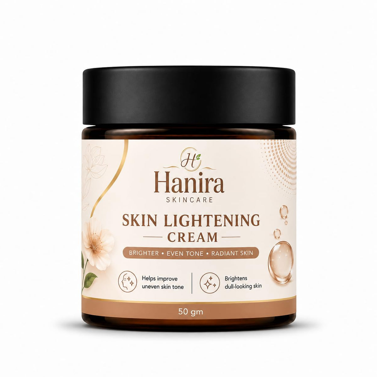 Hanira Skin Lightening Cream for Even Looking Skin Tone, Moisturizing Face Cream for Daily Skincare, Hydrating Formula for Soft and Smooth Looking Skin, 50g