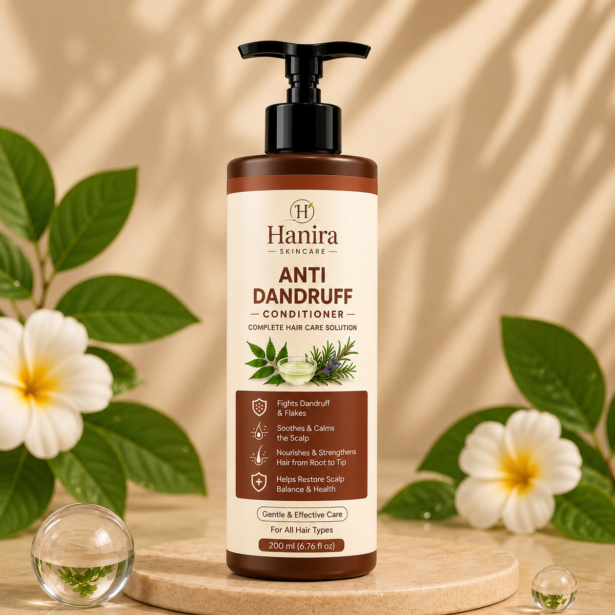Hanira Anti Dandruff Conditioner for Men & Women, Nourishing Hair Conditioner, Helps Reduce Dryness, Softens Hair, Smooth Finish, Daily Hair Care Formula, 200ml